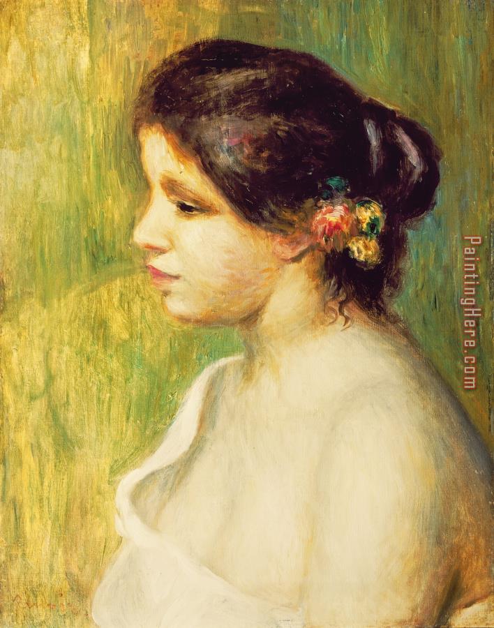 Pierre Auguste Renoir Young Woman with Flowers at her Ear
